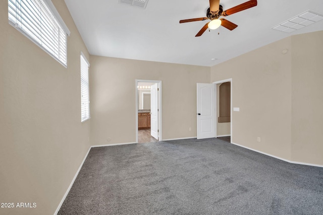 11318 W Monte Vista Rd, Avondale, AZ 85392 - unfurnished bedroom with carpet, ensuite bath, and ceiling fan