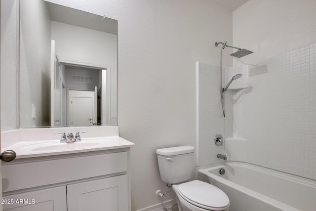 full bathroom with vanity, shower / washtub combination, and toilet