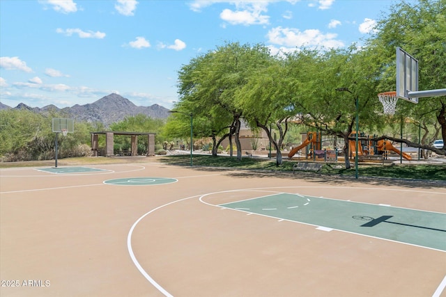 10252 E Butherus Dr, Scottsdale, AZ 85255 - view of sport court featuring community basketball court and a mountain view