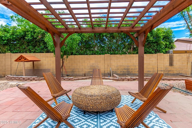 view of patio / terrace featuring a pergola