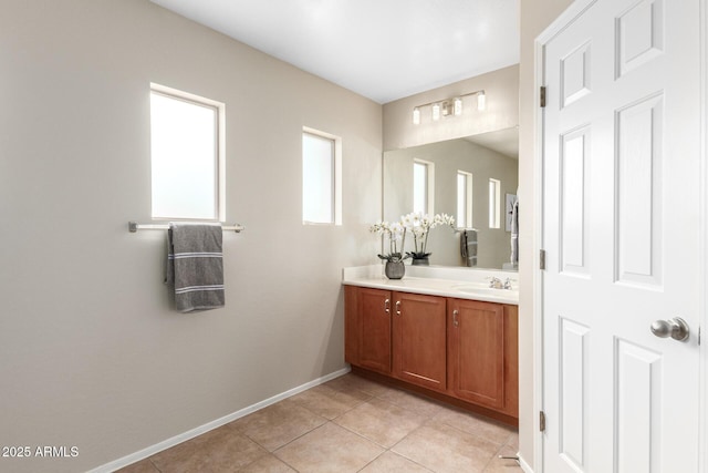 bathroom featuring tile patterned flooring and vanity