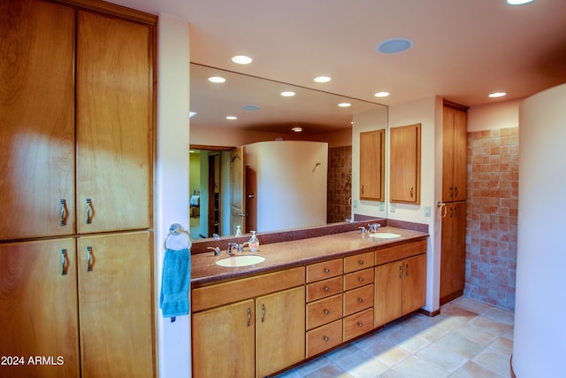 6641 W Wolfpaw Ln, Pine, AZ 85544 - full bathroom featuring recessed lighting, double vanity, and tile patterned floors