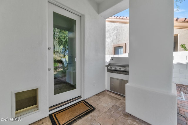 view of patio featuring area for grilling