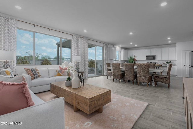 living room featuring light hardwood / wood-style flooring