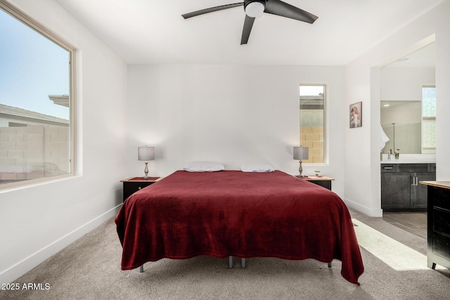 1567 W Camina Plata, San Tan Valley, AZ 85140 - bedroom featuring carpet, ensuite bathroom, and ceiling fan