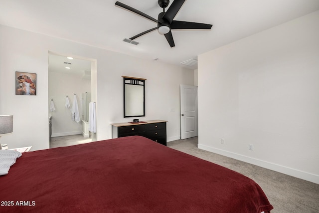 1567 W Camina Plata, San Tan Valley, AZ 85140 - bedroom featuring carpet, a ceiling fan, and ensuite bathroom