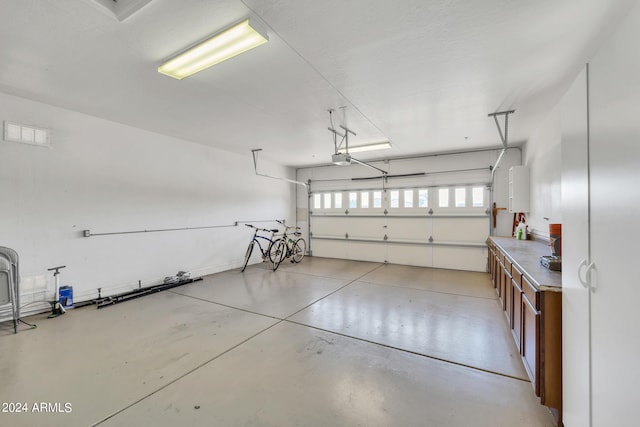 garage with tankless water heater