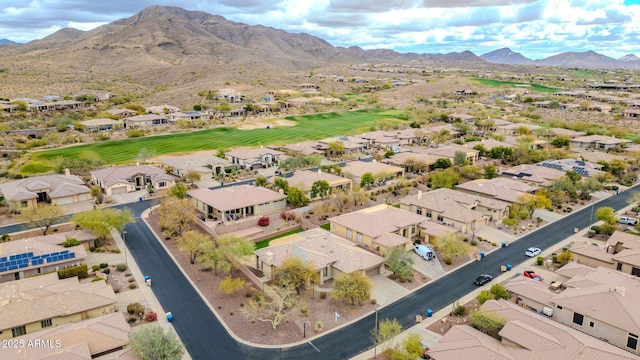 birds eye view of property featuring a mountain view and a residential view