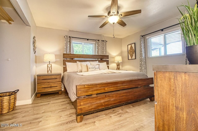 4905 E Horseshoe Ln, Cottonwood, AZ 86326 - bedroom featuring wood finished floors, a ceiling fan, and baseboards
