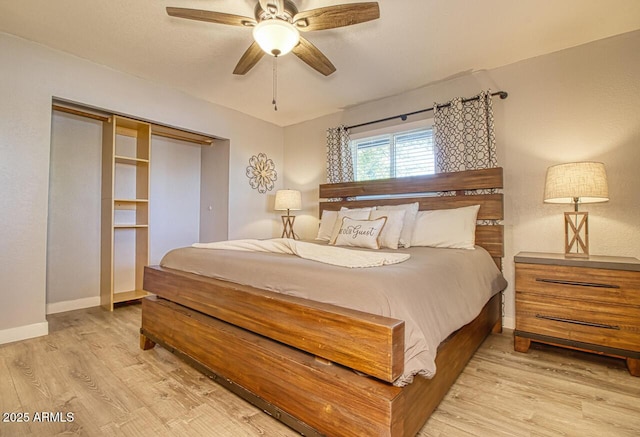4905 E Horseshoe Ln, Cottonwood, AZ 86326 - bedroom featuring baseboards, wood finished floors, and a ceiling fan