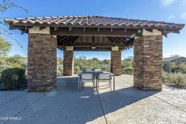 view of patio / terrace featuring a gazebo