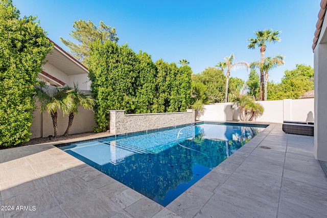 view of swimming pool with a patio area