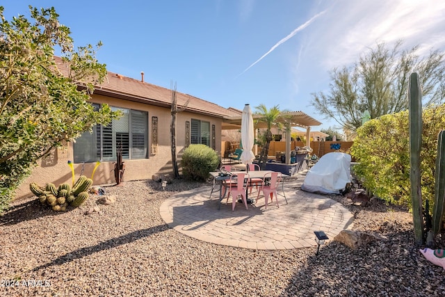 view of patio / terrace featuring a pergola