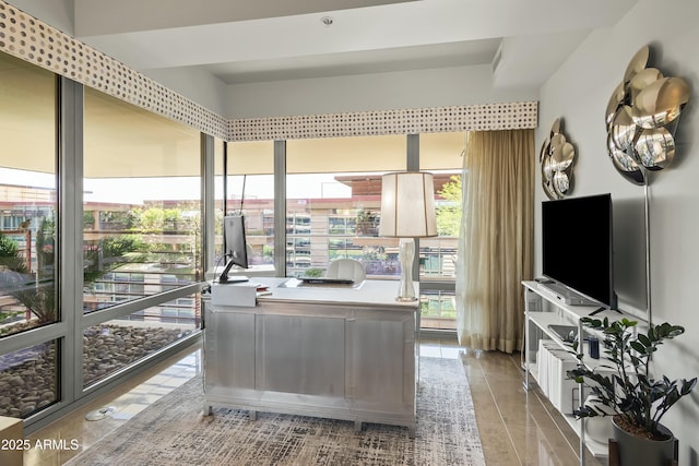 view of tiled home office