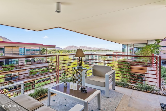 balcony with a mountain view