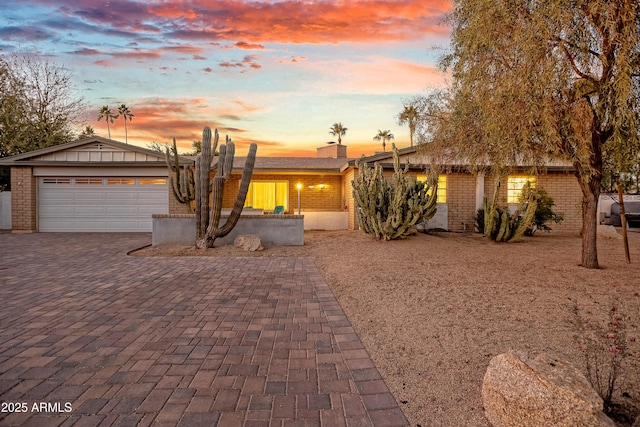 view of front of house with a garage