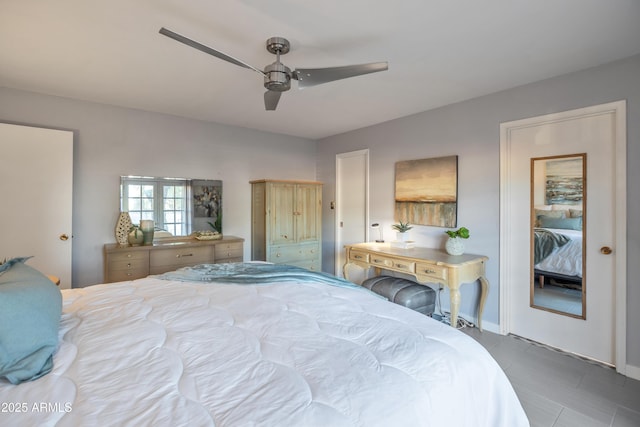 bedroom featuring ceiling fan