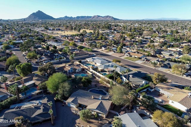 bird's eye view with a mountain view