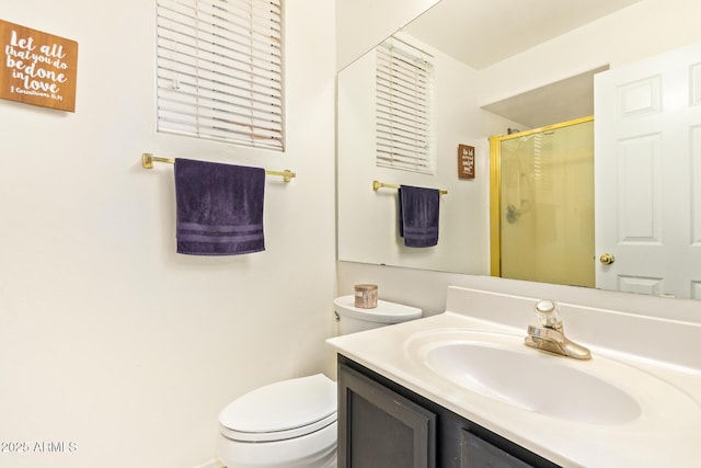 1451 E S Fork Dr, Phoenix, AZ 85048 - bathroom featuring a stall shower, toilet, and vanity