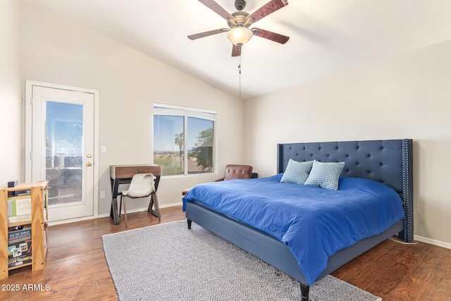 1451 E S Fork Dr, Phoenix, AZ 85048 - bedroom featuring lofted ceiling, wood finished floors, baseboards, and ceiling fan