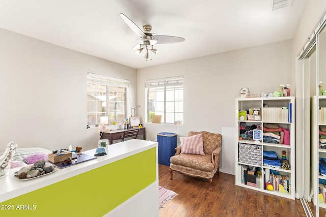 1451 E S Fork Dr, Phoenix, AZ 85048 - office area with ceiling fan and wood finished floors