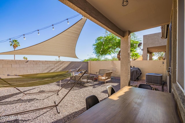 1451 E S Fork Dr, Phoenix, AZ 85048 - fenced backyard with a patio area, central AC, and a grill