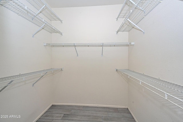 spacious closet featuring hardwood / wood-style flooring