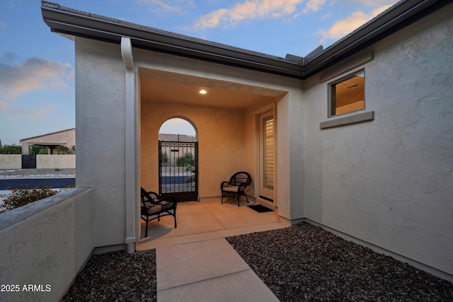 32128 S Bighorn Dr, Oracle, AZ 85623 - property entrance featuring stucco siding