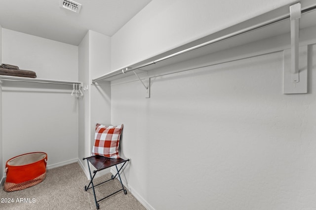 walk in closet featuring carpet floors