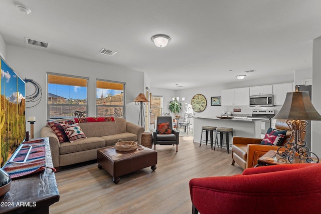 living room featuring light hardwood / wood-style floors