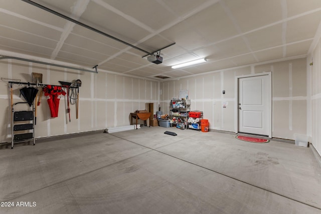 garage with a garage door opener