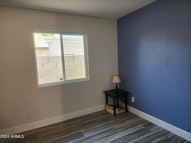 spare room featuring wood-type flooring