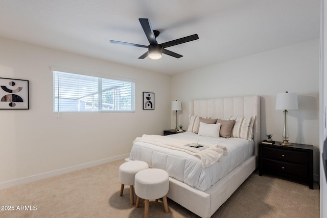 bedroom featuring carpet floors and ceiling fan