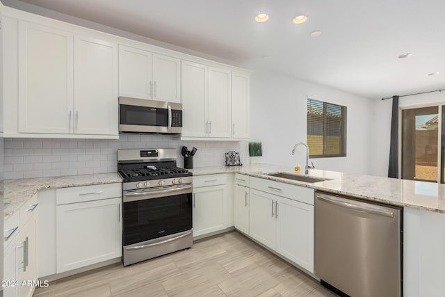 kitchen featuring stainless steel appliances, a wealth of natural light, a sink, and backsplash