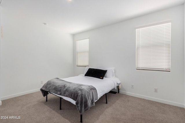 bedroom featuring carpet and baseboards