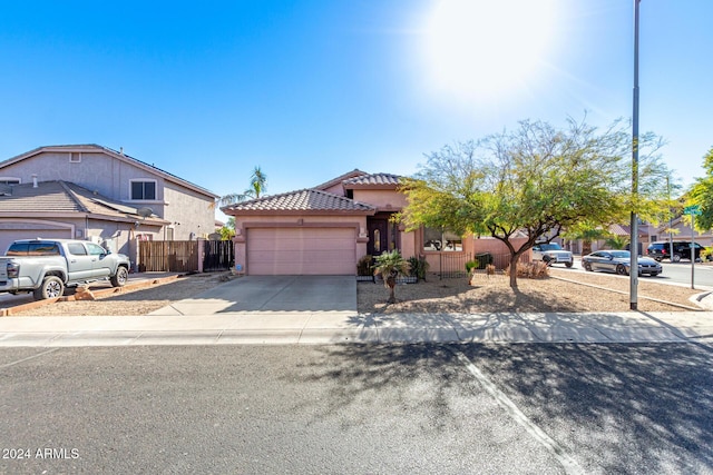 view of front of house with a garage