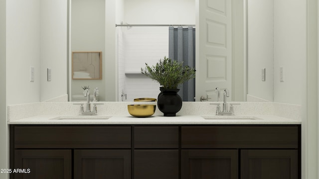 4963 S 233rd Dr, Buckeye, AZ 85326 - bathroom with double vanity and curtained shower