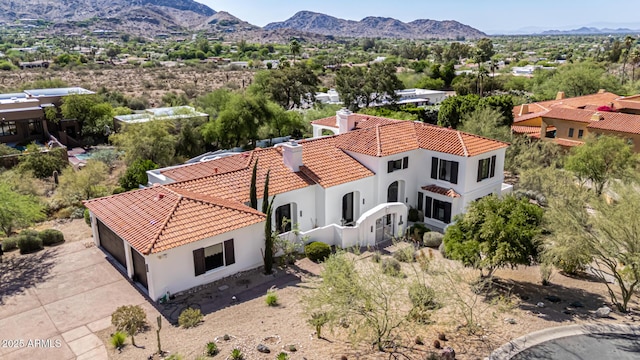 view from above of property with mountains