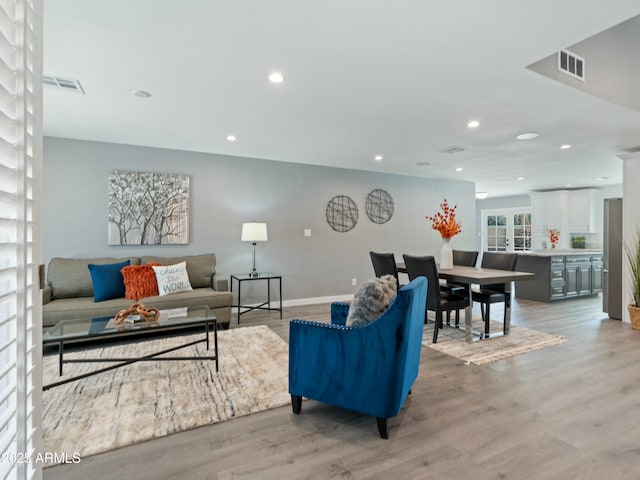 living room featuring light hardwood / wood-style floors