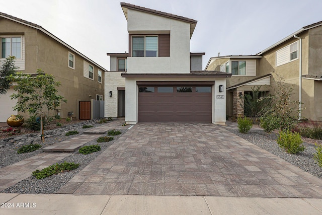 contemporary home featuring a garage