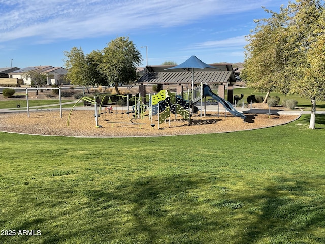 communal playground with a yard