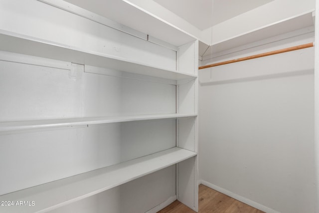 spacious closet with light hardwood / wood-style flooring