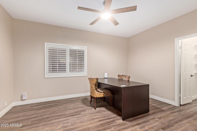 1211 E Desert Flower Ln, Phoenix, AZ 85048 - home office with wood finished floors and ceiling fan