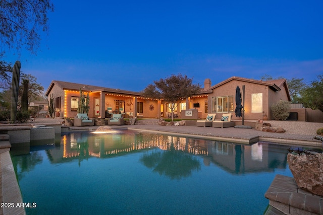 5712 E Blue Sky Dr, Scottsdale, AZ 85266 - outdoor pool with an outdoor living space and a patio area