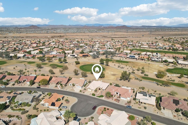 bird's eye view featuring a residential view and a mountain view