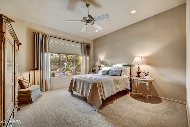 9534 E Monument Dr, Scottsdale, AZ 85262 - carpeted bedroom featuring recessed lighting, ceiling fan, and baseboards