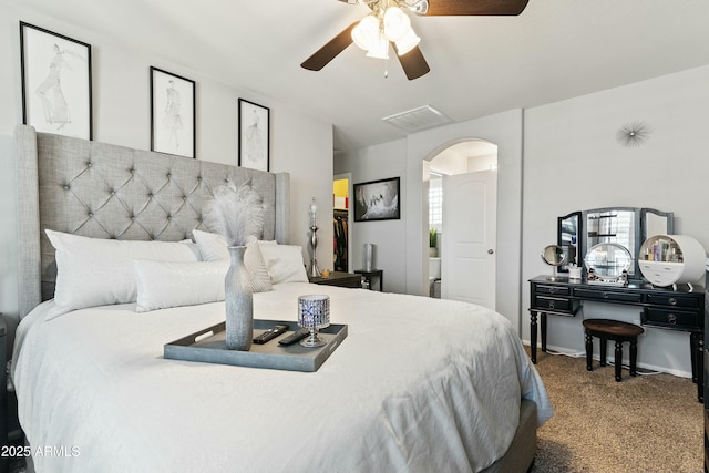 bedroom with carpet and ceiling fan