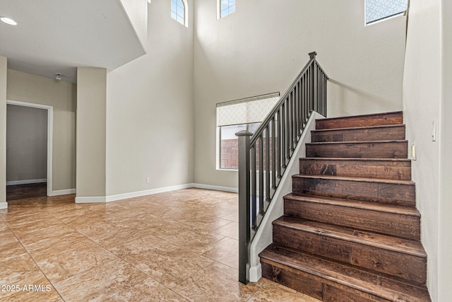6245 W Maya Dr, Phoenix, AZ 85083 - stairs with baseboards and a towering ceiling