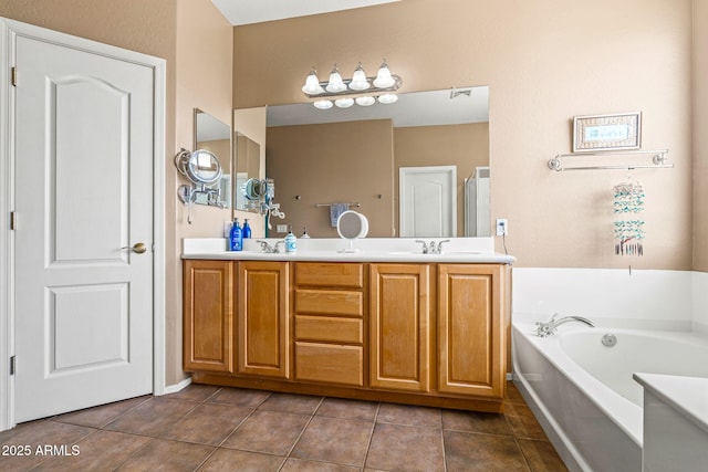 6245 W Maya Dr, Phoenix, AZ 85083 - bathroom featuring a garden tub, tile patterned flooring, and double vanity