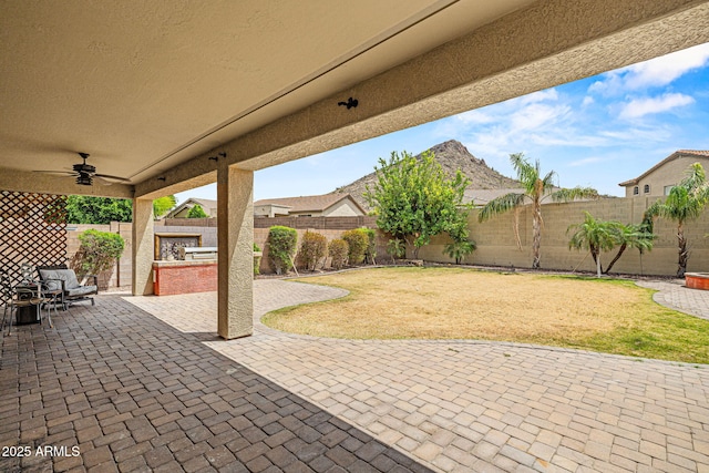 6245 W Maya Dr, Phoenix, AZ 85083 - view of patio / terrace featuring a fenced backyard and a ceiling fan
